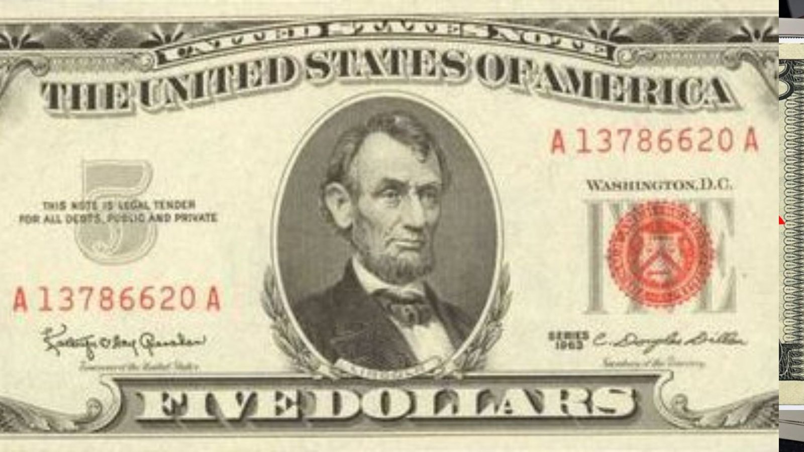 1953 Red Seal $5 Bill Be
